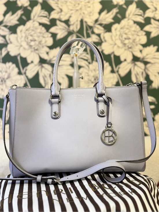 henri bendel Handbags - henri bendel Pale Grey Saffiano Satchel with Detachable Strap